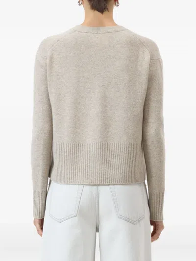 Closed Wool V-necked Cardigan In Gray