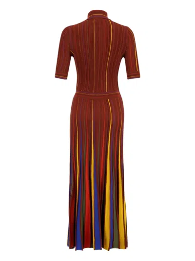 Gabriela Hearst Calypso Pinstripe Knit Midi Dress Burnt Sienna Merino Wool In Burgundy