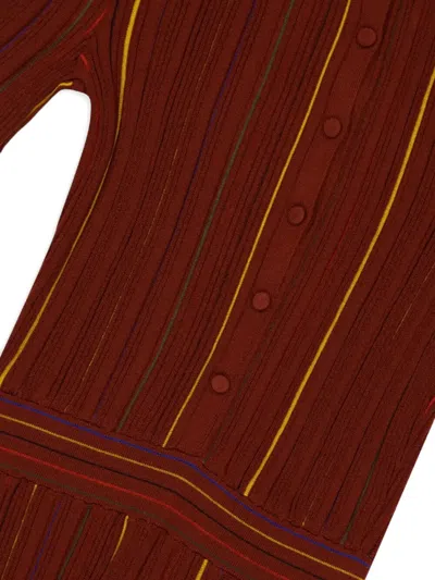 Gabriela Hearst Calypso Pinstripe Knit Midi Dress Burnt Sienna Merino Wool In Burgundy