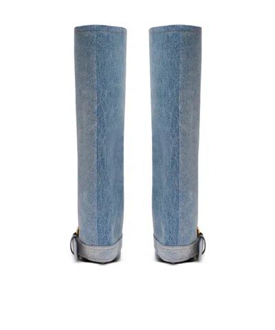 Balmain Anthem Denim Boots In Multi