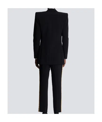 Balmain 1-button Jacket With Embroidered Collar In Black
