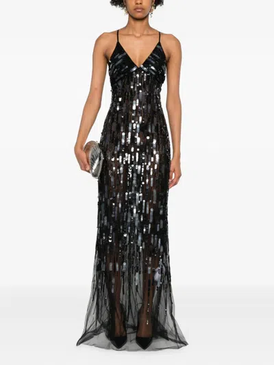 Elisabetta Franchi Sequin-embellishment Maxi Dress In Black