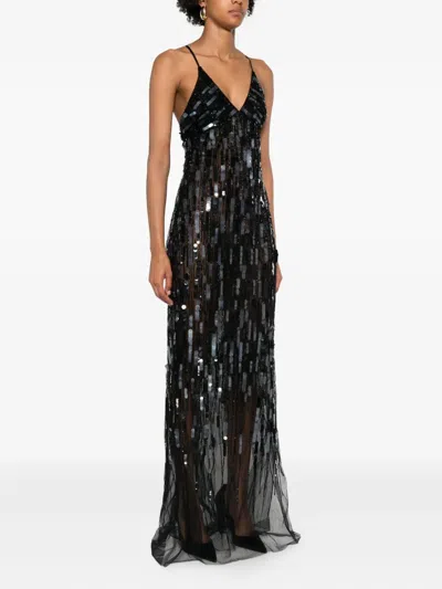 Elisabetta Franchi Sequin-embellishment Maxi Dress In Black