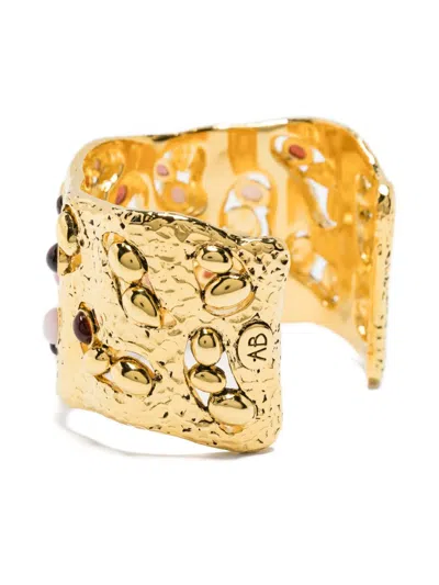Aurelie Bidermann Atalide Gemstone-embellished Cuff Bracelet In Gold