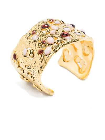Aurelie Bidermann Atalide Gemstone-embellished Cuff Bracelet In Gold