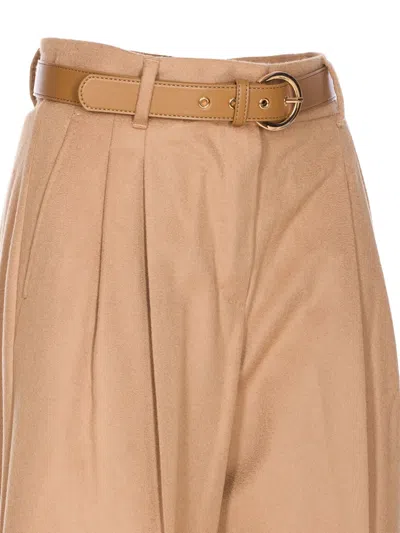 Max Mara Straight Trousers With Pleated Front And Pockets In Brown