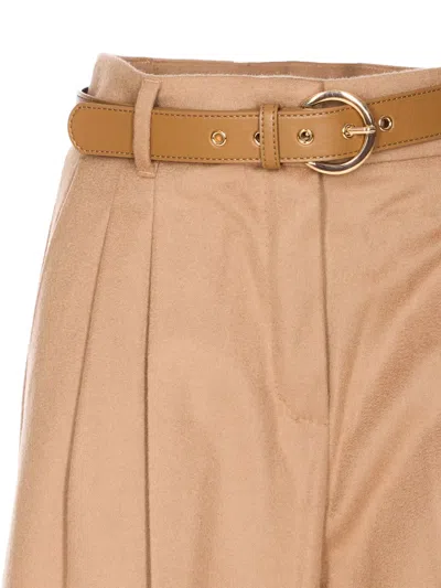 Max Mara Straight Trousers With Pleated Front And Pockets In Brown