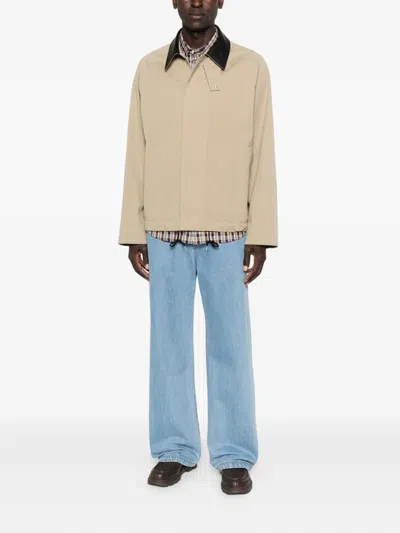 Studio Nicholson Contrast-collar Zip-up Jacket In Neutral