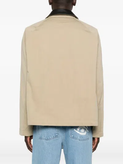 Studio Nicholson Contrast-collar Zip-up Jacket In Neutral