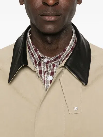 Studio Nicholson Contrast-collar Zip-up Jacket In Neutral