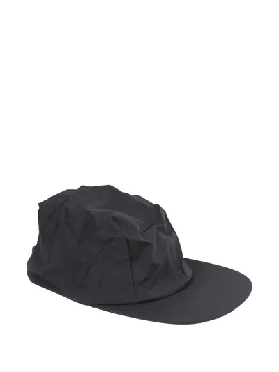 Issey Miyake Black Crinkled Texture Cap With Structured Brim In Black