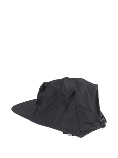 Issey Miyake Black Crinkled Texture Cap With Structured Brim In Black