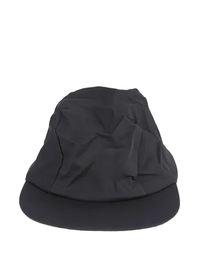 Issey Miyake Black Crinkled Texture Cap With Structured Brim In Black