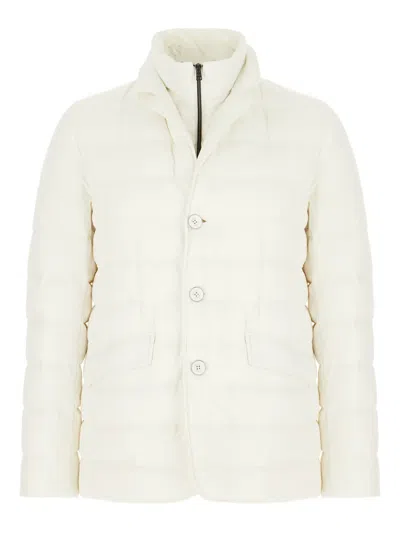 Herno Quilted Jacket With High Collar And Pockets In White