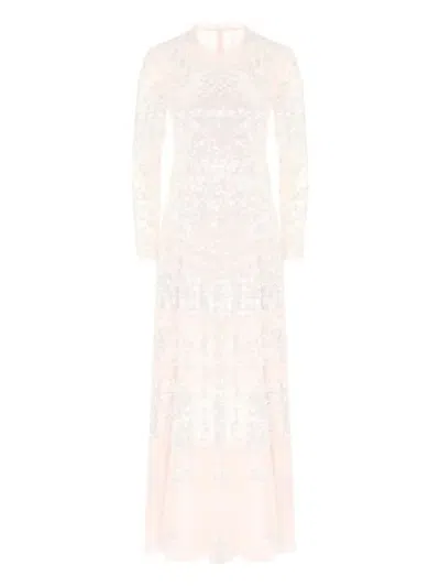 Needle & Thread Aurora Sequin-embellished Long-sleeved Gown In Neutral