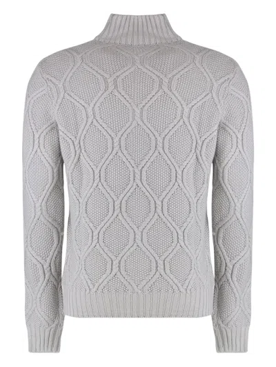 Moorer Cable-knit Half-zip Sweater In Gray