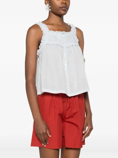 Doen Frill-trimmed Button Top In White