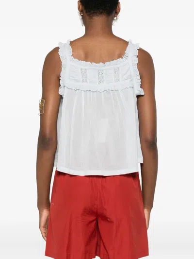 Doen Frill-trimmed Button Top In White