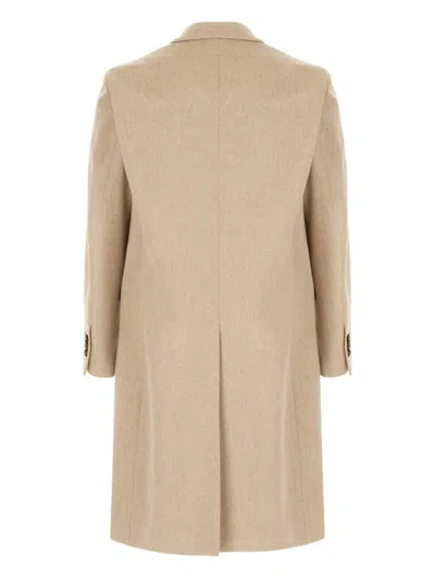 Lardini Double-breasted Wool Coat In Neutral