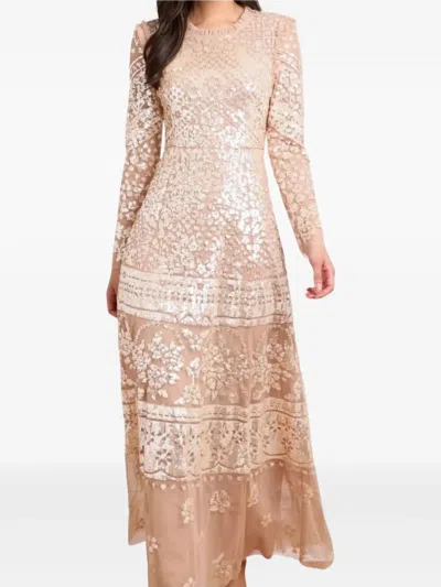 Needle & Thread Aurora Sequin-embellished Tiered Gown In Neutral