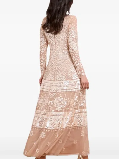 Needle & Thread Aurora Sequin-embellished Tiered Gown In Neutral
