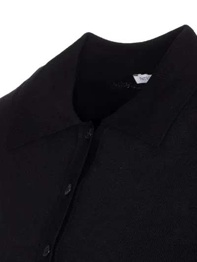 Patrizia Pepe Wool Sweater With Buttons And Internal Top In Black