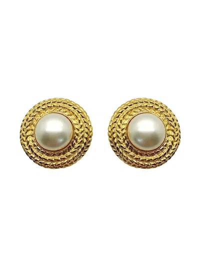 Pre-owned Chanel 1970s Pearl-embellished Earrings In Gold