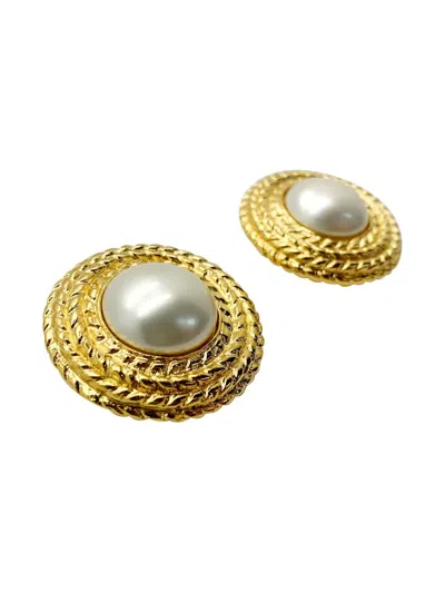 Pre-owned Chanel 1970s Pearl-embellished Earrings In Gold