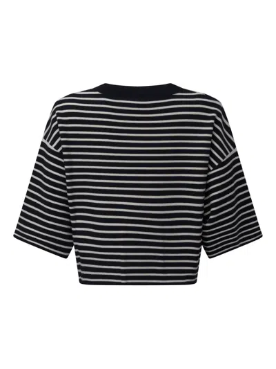 Weekend Max Mara Striped-pattern Crop T-shirt In Multi