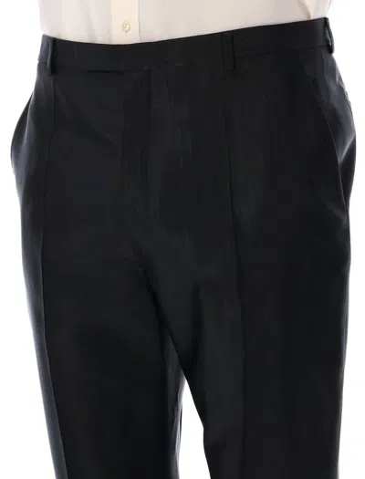 Saint Laurent Pantalone In Lana Nera Uomo In Black