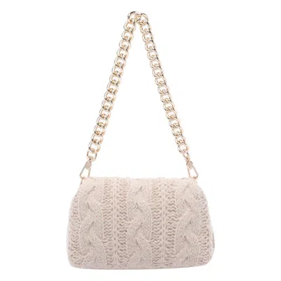 Liu •jo Crossbody Bag With Chain And Knit Texture In White