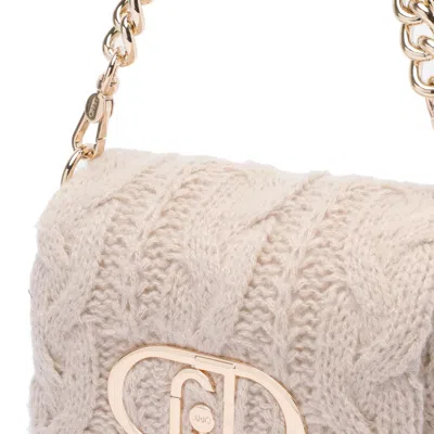 Liu •jo Crossbody Bag With Chain And Knit Texture In White