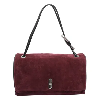 Marc Jacobs Rectangular Suede Shoulder Bag With Adjustable Strap In Red