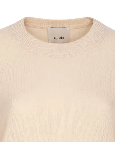 Allude Ribbed Crew-neck Sweater In Neutral