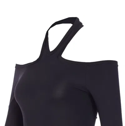 Pinko Long-sleeved Bodysuit With Open Shoulders In Black