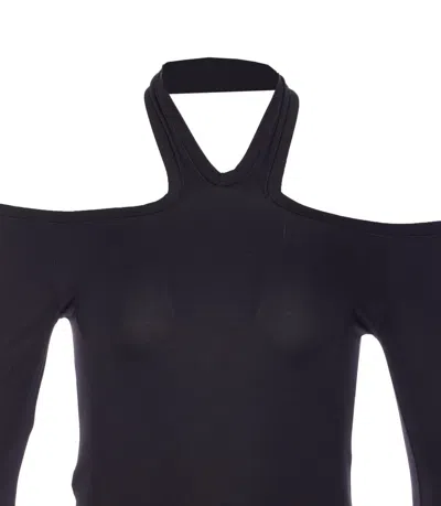 Pinko Long-sleeved Bodysuit With Open Shoulders In Black