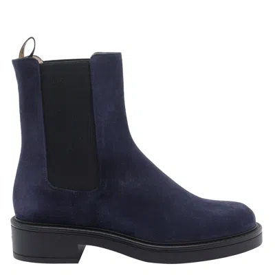 Stuart Weitzman Suede Ankle Boots Featuring Block Heel In Blue