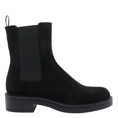 Stuart Weitzman Suede Ankle Boots Block Heel In Black