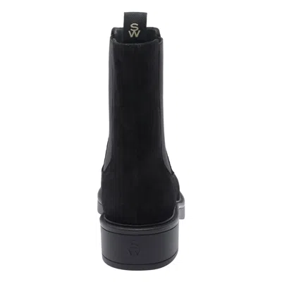 Stuart Weitzman Suede Ankle Boots Block Heel In Black