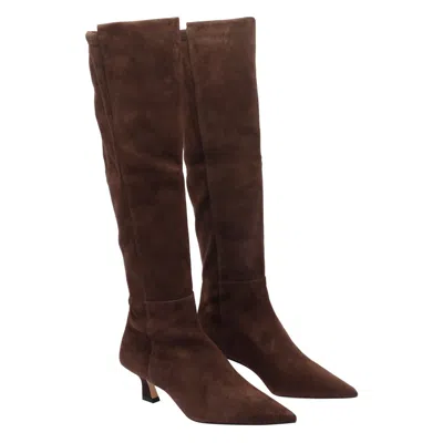 Stuart Weitzman Stylish Suede Ankle Boots With Block Heel In Brown