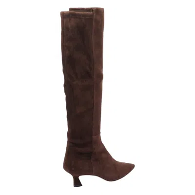 Stuart Weitzman Stylish Suede Ankle Boots With Block Heel In Brown
