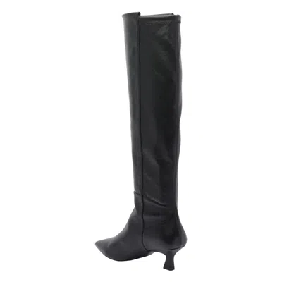 Stuart Weitzman Leather Knee High Pointed Toe Boots In Black