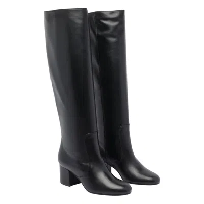 Via Roma 15 70mm Calf-leather Block-heel Knee-high Boots In Multi