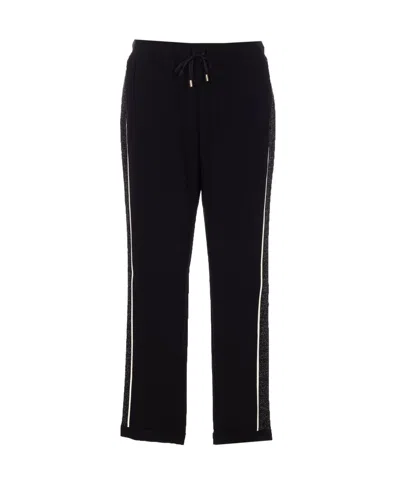 Liu •jo Metallic-panelling Drawstring Track Pants In Black