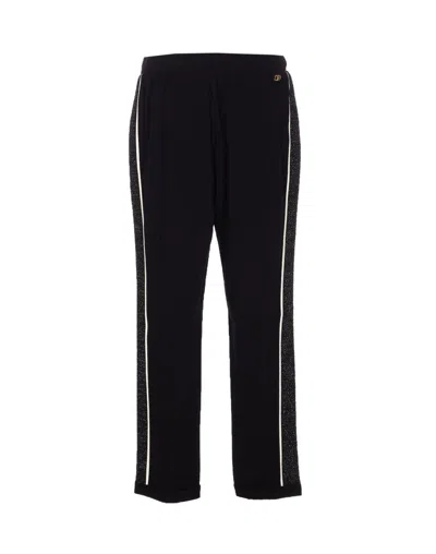 Liu •jo Metallic-panelling Drawstring Track Pants In Black