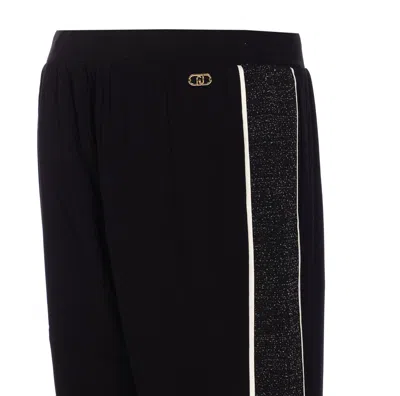 Liu •jo Metallic-panelling Drawstring Track Pants In Black