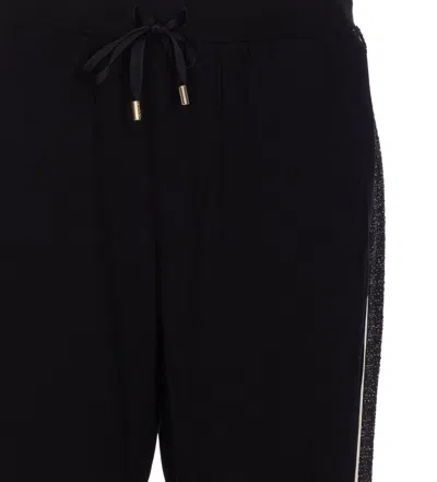 Liu •jo Metallic-panelling Drawstring Track Pants In Black