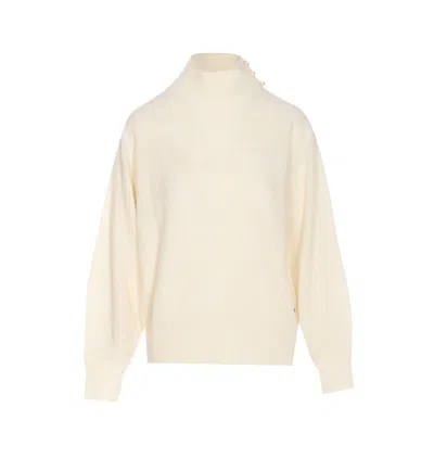 Liu •jo Sequined Turtleneck Knitwear Ribbed Finish In Neutral