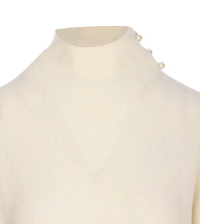 Liu •jo Sequined Turtleneck Knitwear Ribbed Finish In Neutral