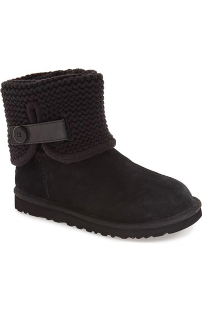 Ugg Shaina Knit Cuff Booties In Black Suede